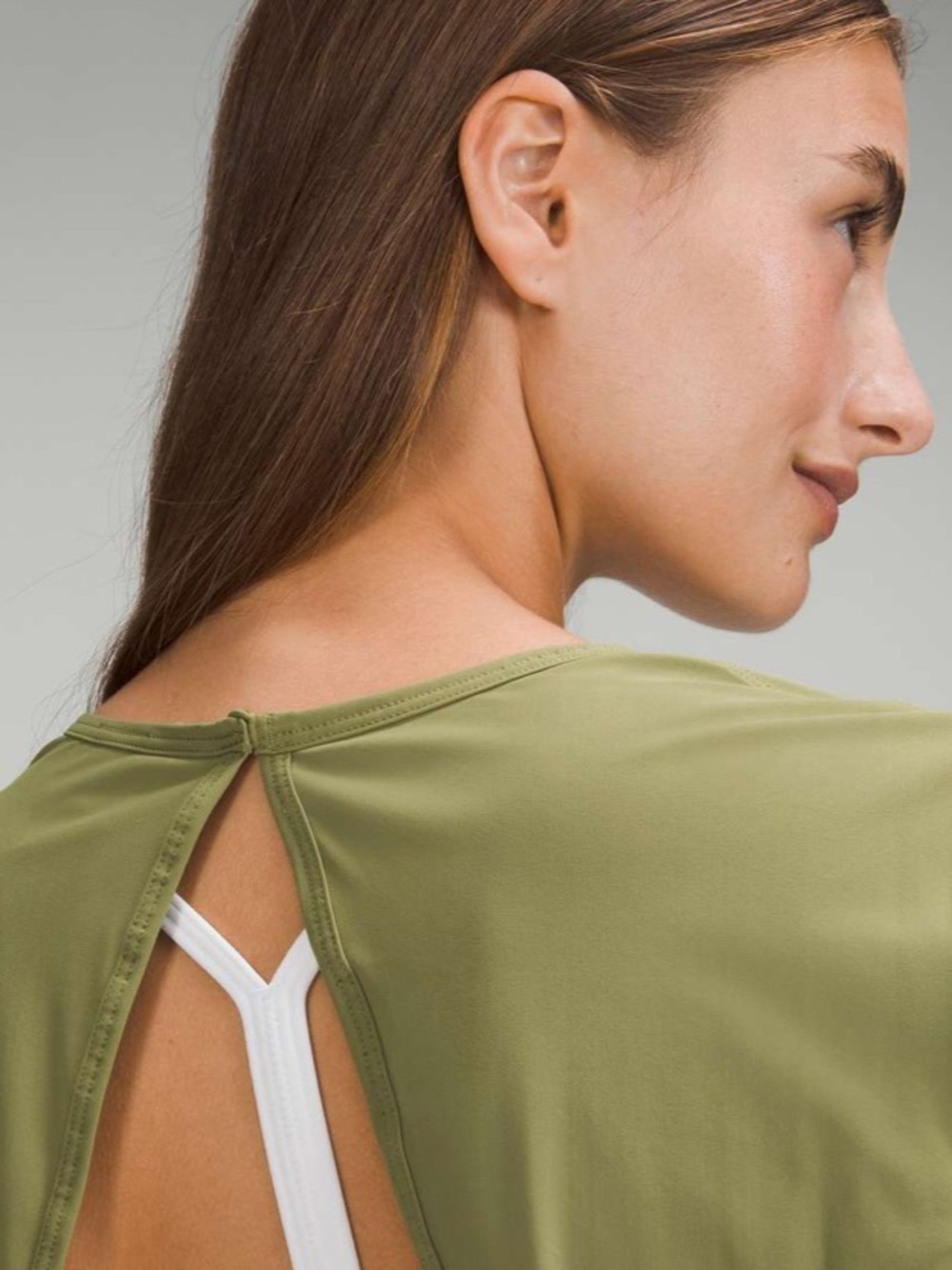 Lululemon Lightweight High Neck Romper Athletic Open Back Bronze Green Size 8 - Picture 9 of 9